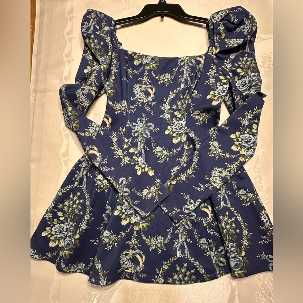 Selkie Blue Floral Mini Dress
